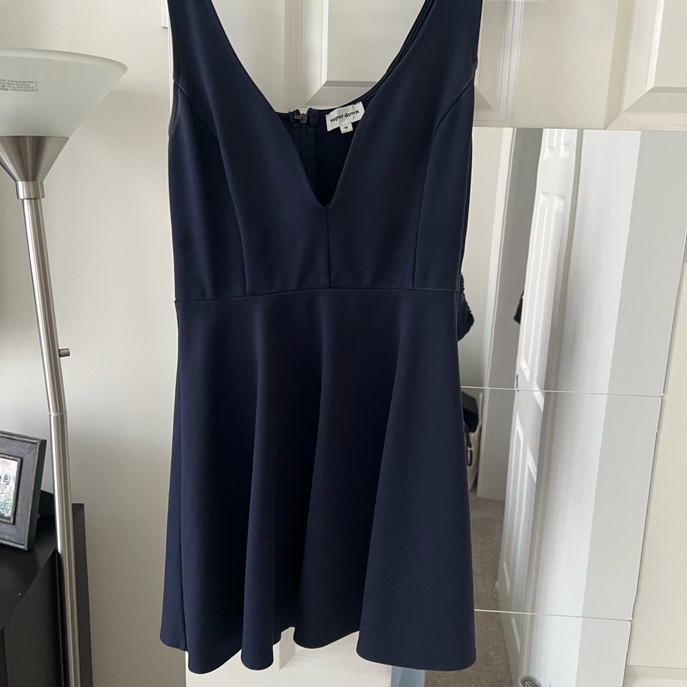 Super down skater dress navy